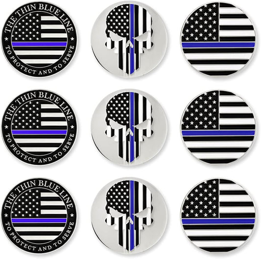 PinMart’s Mix Bundle Pack of 9 Golf Ball Markers - Golf Accessories for Men and Women – United States Eagle and American Flag Magnetic Ball Markers Set of 9