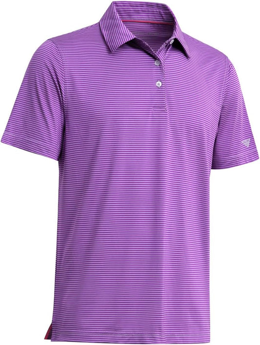 Golf Shirts for Men Dry Fit Short Sleeve Print Performance Moisture Wicking Polo Shirt