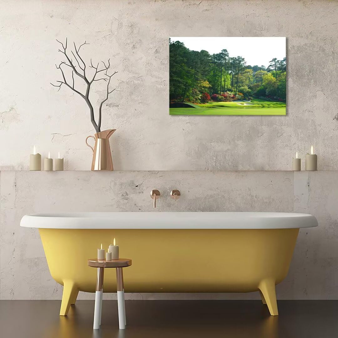 Augusta Golf Course Wall Art Golf Course Picture Poster Canvas Prints - Golf Wall Decor for Living Room Bedroom Home Decorations Framed Artwork Ready to Hang(28''H x 44''W)