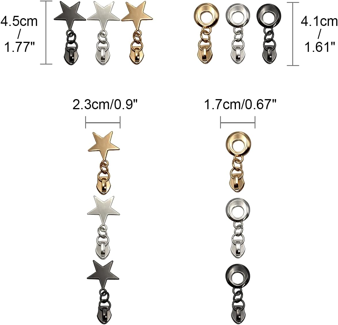 HOLSHUN #5 Zipper Sliders Zipper Pull 30pcs Bulk Heavy Duty Metal Multiple Color Pulls for #5 Nylon Coil Zippers Replacement Luxury Bag Hardware Luggage & DIY Craft Supplies Model-004&005