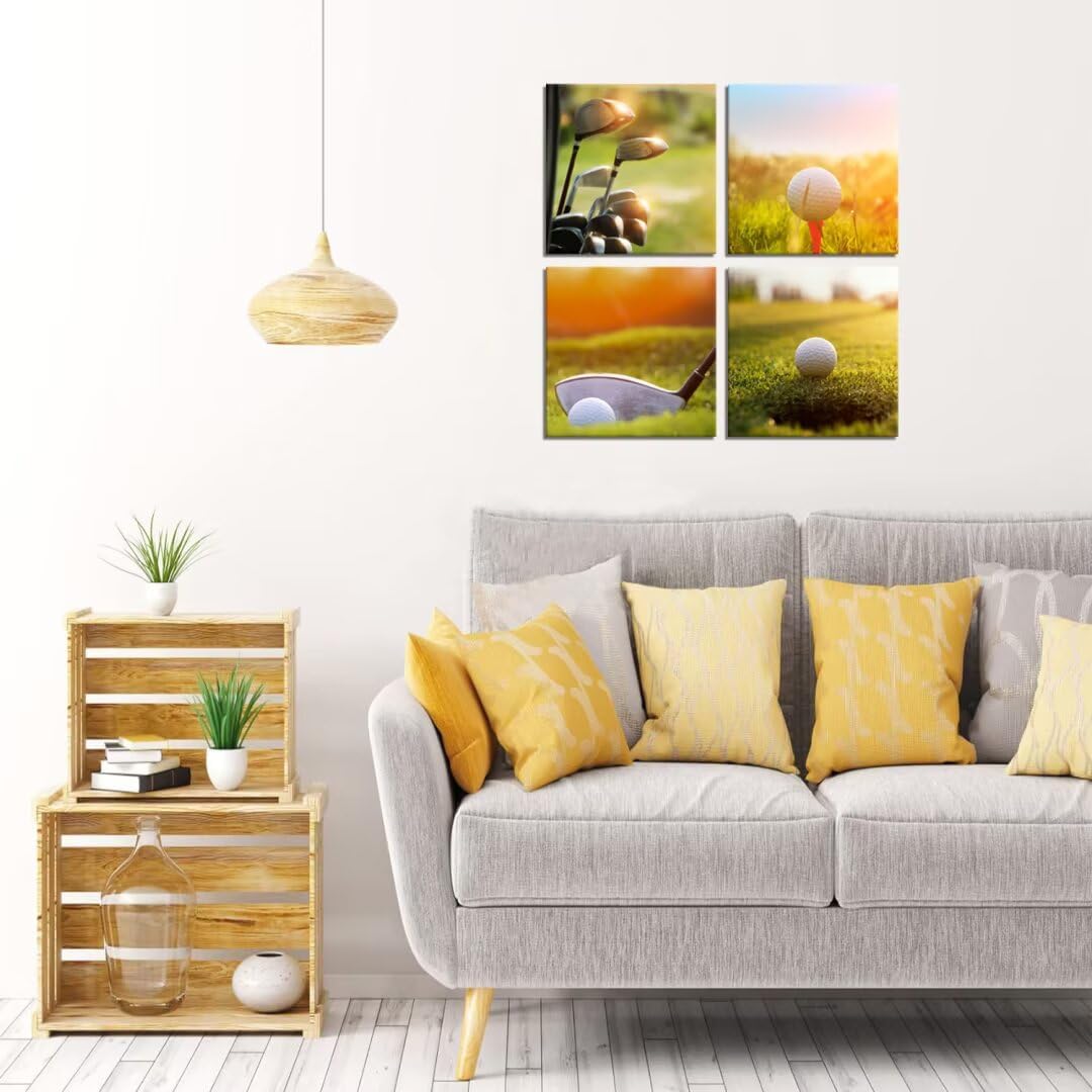 Pankila USA Golf Wall Art Canvas Prints California Golf Course Wall Decor for Living Room Bedroom Home Decorations Painting Framed Artwork Ready to Hang (12''W x 12''H x 4)