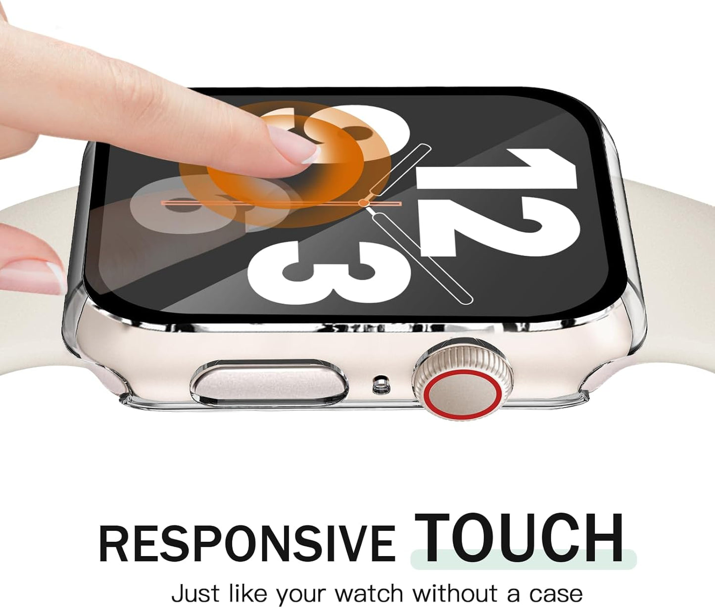 JR.DM 41mm 2 Pack Hard PC Case with HD Tempered Glass Screen Protector for Apple Watch Series 9/8/7, Slim Guard Bumper Full Coverage Protective Anti-Scratch Face Cover for iWatch, Clear+Clear