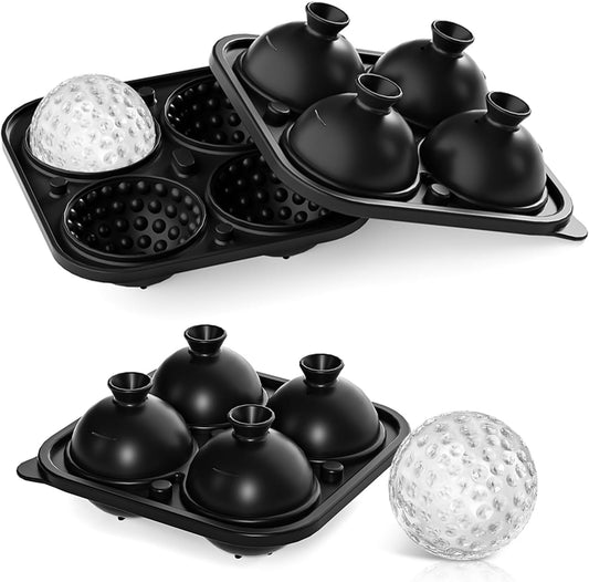 2 Pack Golf Ball Ice Cube Mold 2.1 Inch Large Silicone Golf Ball Ice Cube Molds Fun Shapes Craft Sphere Ice Molds Christmas Gifts for Men and Women Cocktails, Bourbon, Brandy, Whiskey(2, Golf Ball)