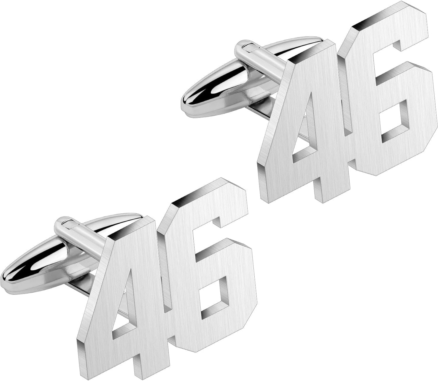 AMITER Mens Cufflinks with Number, Classic Silver Personalized Cuff Links for Men, Sport’s Day Casual or Formal Shirts