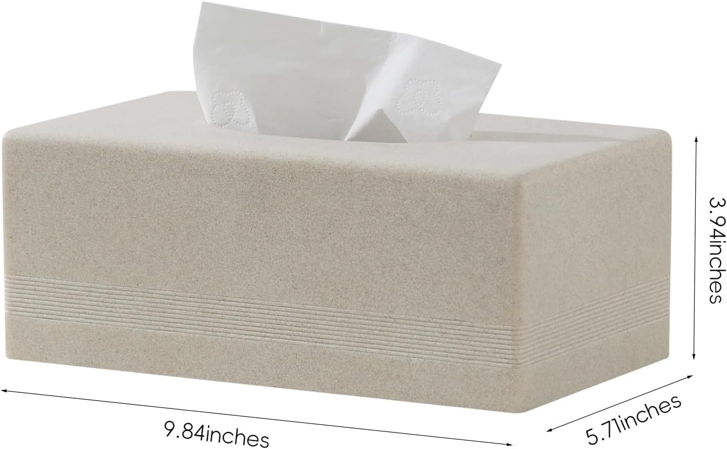 Tissue Box Cover Rectangle, Resin Facial Tissues Holder Covers Rectangular Toilet Paper Holder Case Dispenser Home Decorative for Bathroom Kitchen Bedroom Living Room Office (Beige)