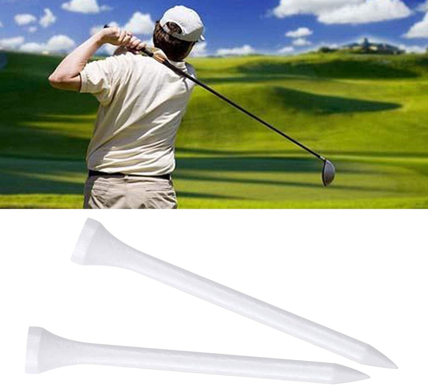 Wooden Golf Tees 3-1/4", 2-3/4", 1-1/2" Available,100 Count (Natural Color, White, Black, Blue, Red, Pink)