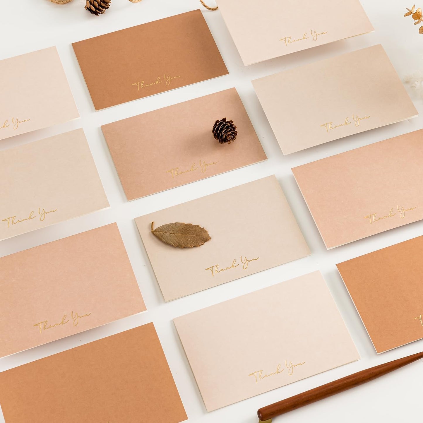 Crisky Neuttral Brown Thank You Cards with Envelopes & Stickers， 25 Pack Bridal Shower Graduation Thank You Cards Small Business, Wedding Baby Shower Birthday Funeral Notes Bulk