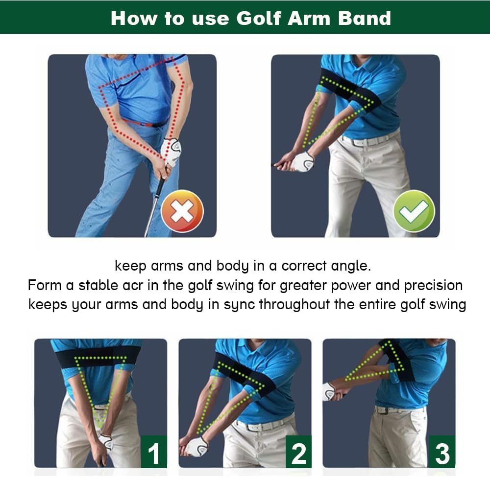 Golf Swing Correcting Arm Band, Swing Trainer Aid，Golf Trainer for Right & Left-Handed Players