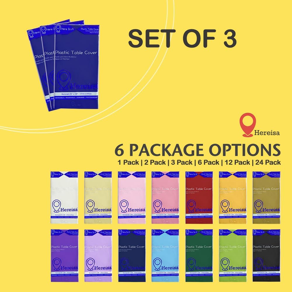 Brand Round Royal Blue Plastic 84" Disposable Tablecloth (3 Pack), Party & Event Decorative Cover