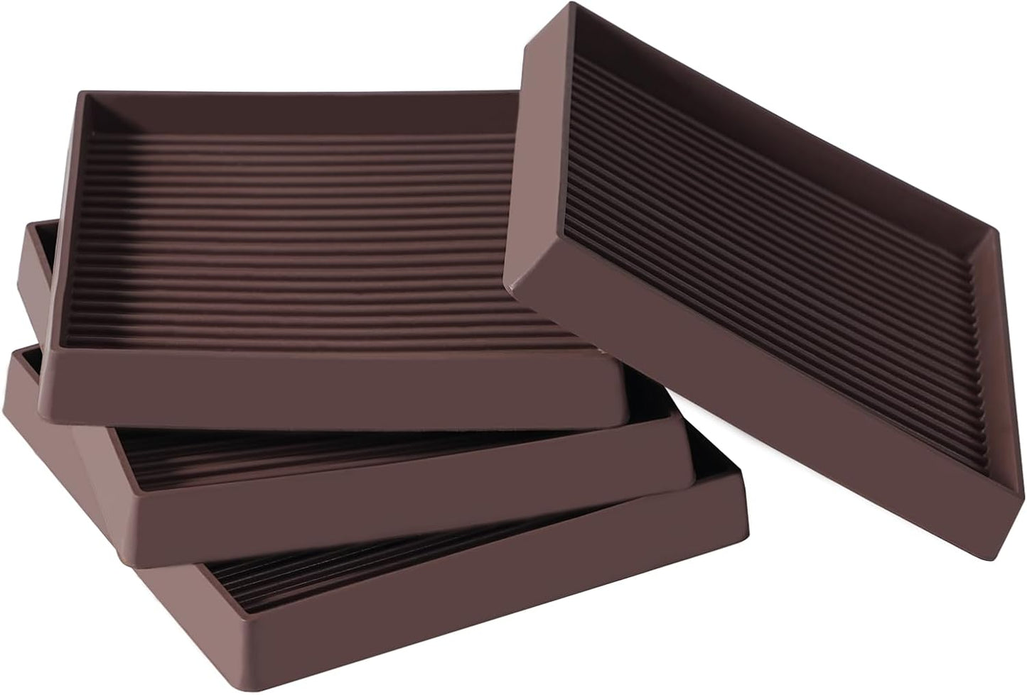 4x4 Square Rubber Furniture Caster Cups, Anti-Sliding Furniture Pads Bed Stopper Floor Protectors with Grip - Protect Any Flooring