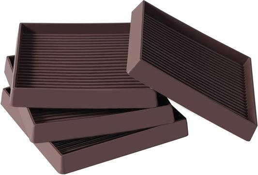 4x4 Square Rubber Furniture Caster Cups, Anti-Sliding Furniture Pads Bed Stopper Floor Protectors with Grip - Protect Any Flooring