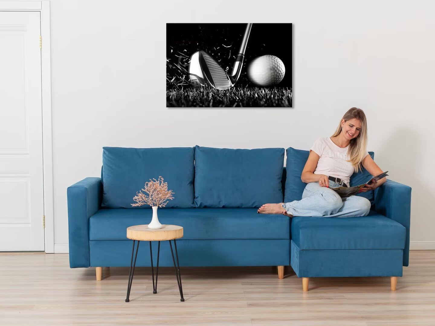 Golf Poster Wall Art Picture Golf Ball Sport Canvas Prints Wall Decor for Gym Living Room Decorations Framed Artwork Ready to Hang(12''H x 16''W)