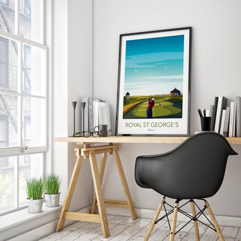 Royal St George's Golf Print - The Open Championship Poster, Royal St George's Golf Poster, England Golf Course Print, Golf Wall Art, Open Championship Artwork, Golf Decor (Unframed) (12x18)