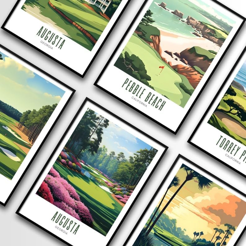Augusta National Golf Wall Art Poster, Georgia Masters Scenic Print for Living Room or Office, Vintage Floral Course Decor, Gift for Dad or Golf Fans (Unframed) (12x18)