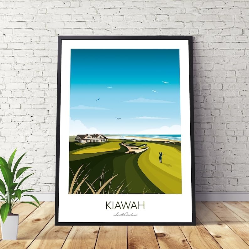 Kiawah Island Golf Print - Ocean Course Clubhouse - US PGA Championship; Kiawah Golf Poster; Kiawah Island Print; South Carolina Golf; Vintage Golf Artwork (Unframed) (24x36)