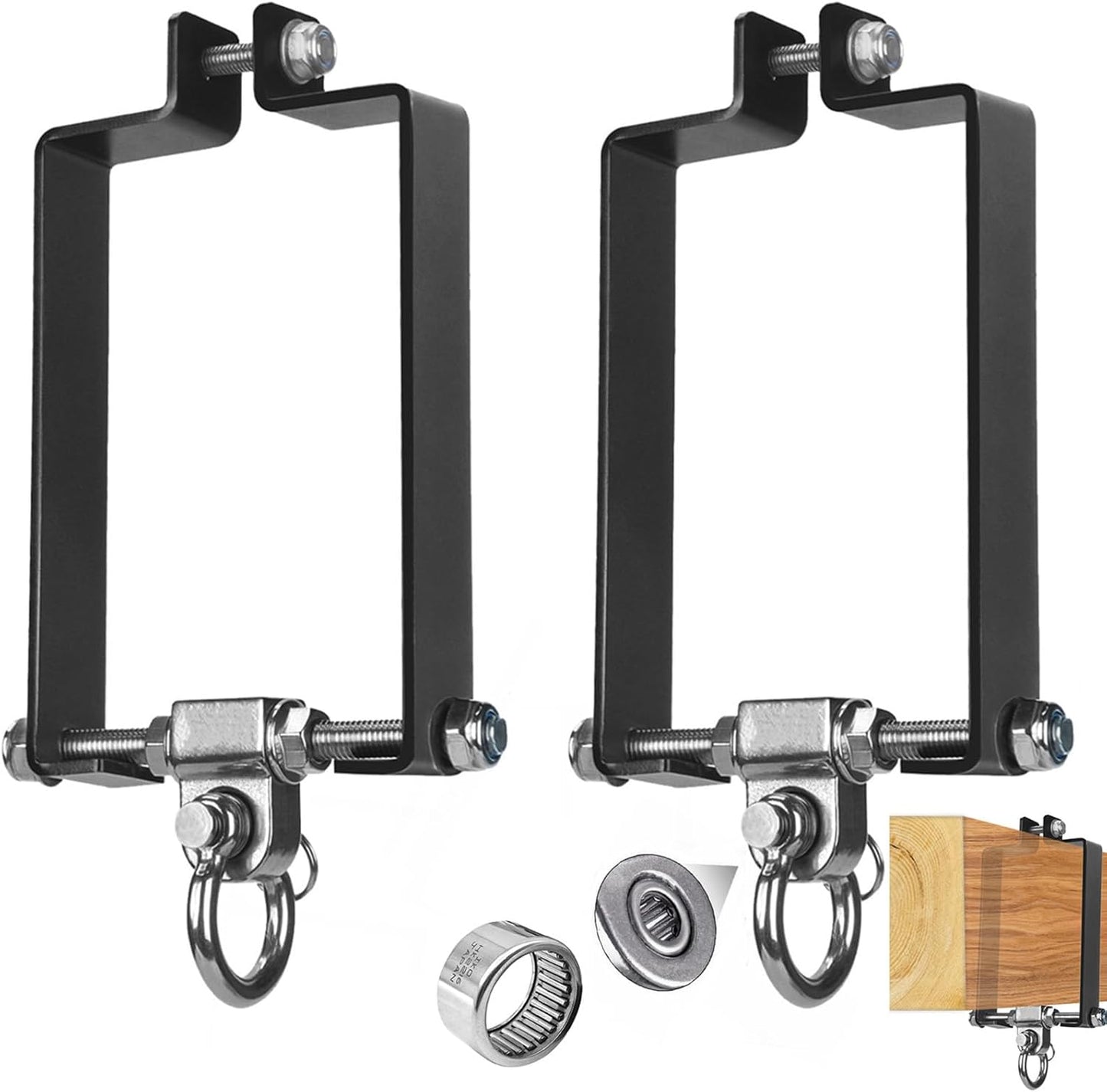 Heavy Duty Swing Hangers Swing Set Accessories for Wooden Sets Snap Hooks Hardware Swing Set Attachments Porch Playground Indoor/Outdoor 660LB Capacity (2 Pcs)