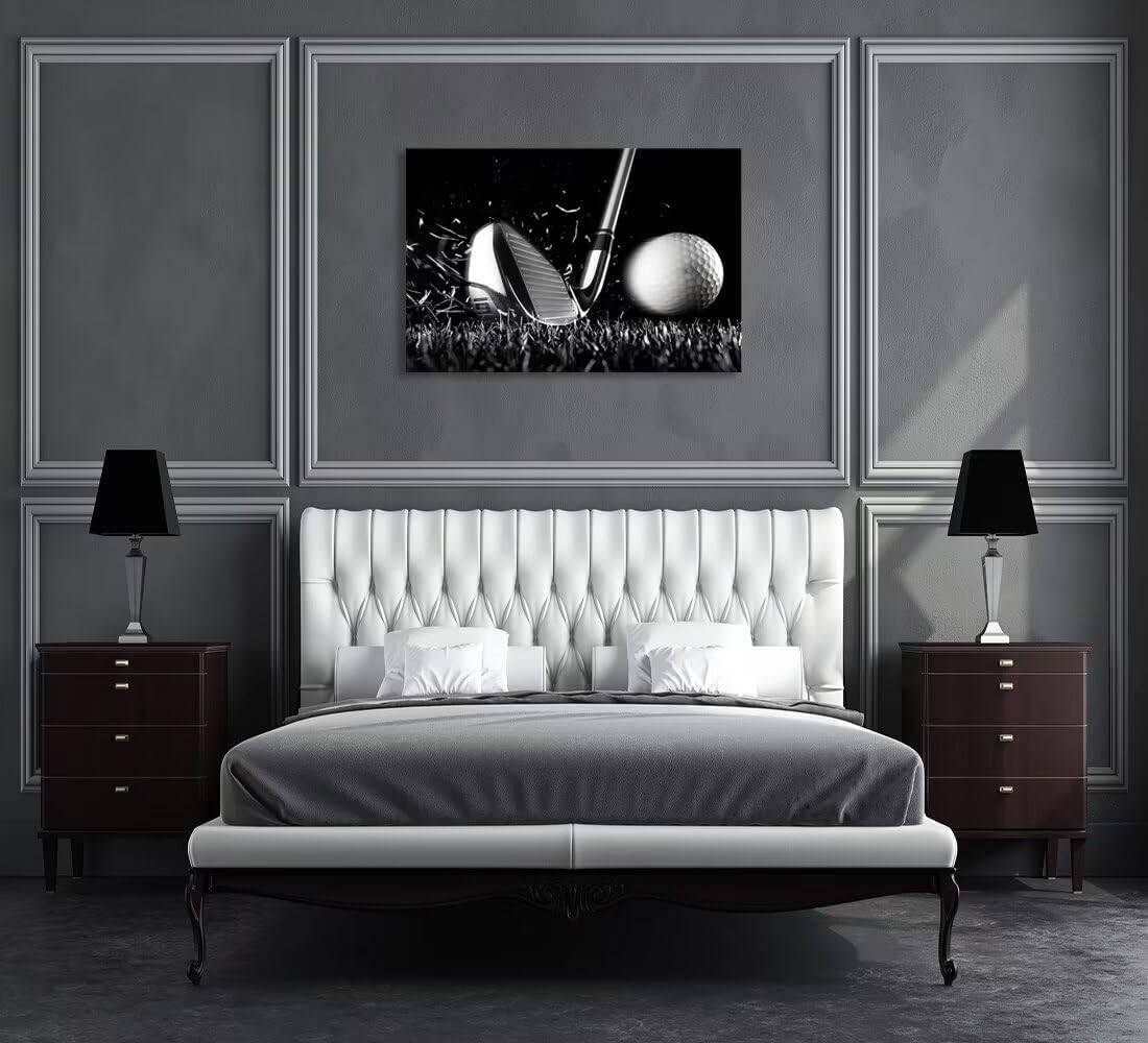 Golf Wall Art Golf Ball Picture Canvas Prints Golf Poster Wall Decor for Living Room Bedroom Home Decorations Framed Artwork Ready to Hang(28''H x 44''W)