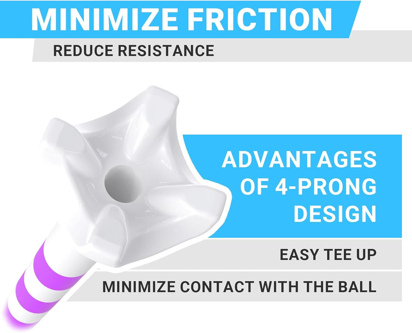 Professional Plastic Golf Tees 100 Pack (3-1/4" or 2-3/4"), Enhanced Durability & Stability, Engineered to Minimize Friction and Side Spin