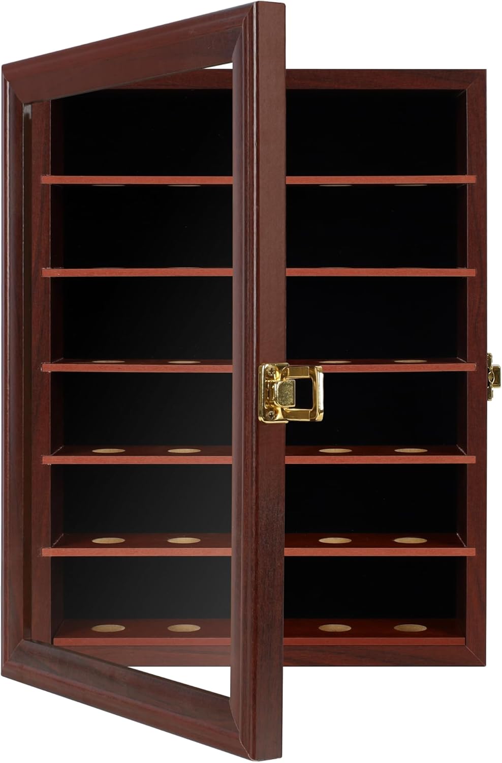 Golf Ball Display Case for 30 Golf Balls, Display Cabinet Great Golfer Memorabilia Gift for Golf Enthusiasts, for Hole-in-1 Display, Wall Mount with Lockable Door Black