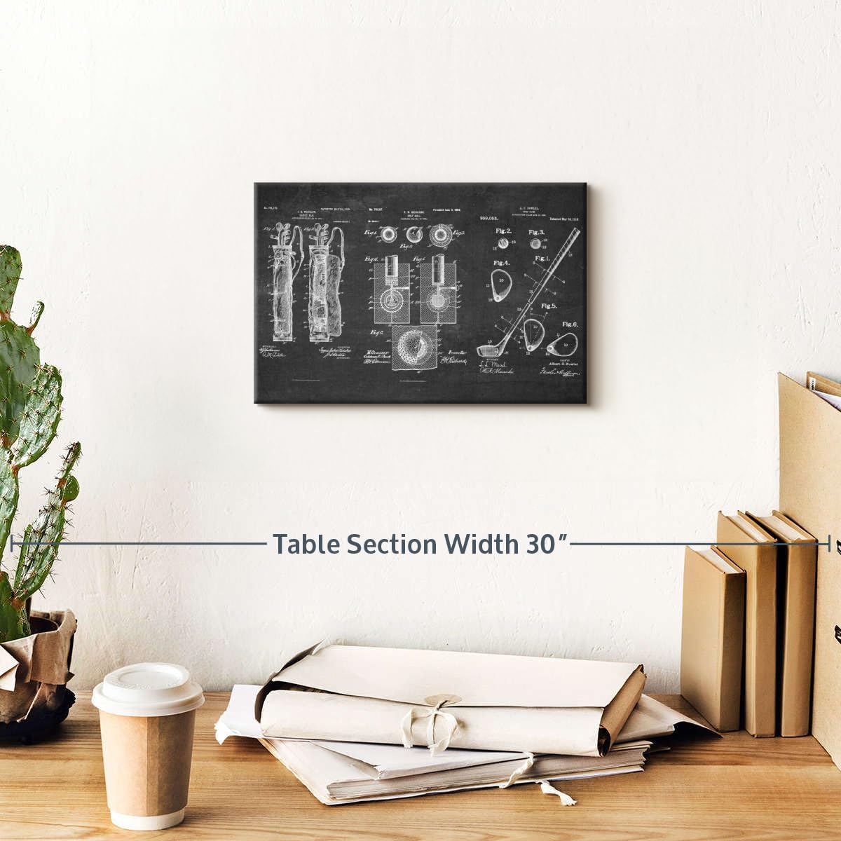 ElephantStock Golf Patents Canvas - 1 Panel Sports Patent Wall Art Decor - Sports Decorations for Boys Room - Wall Art and Office Decor - 12" X 8"