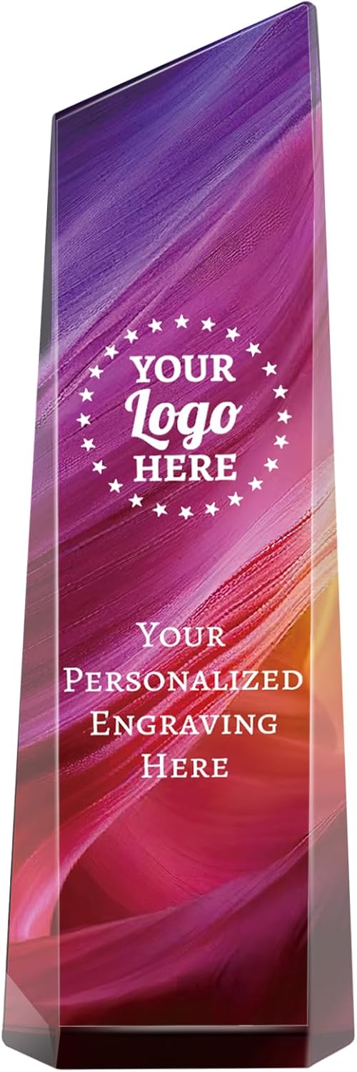 Personalized Crystal Trophy Award - Award for Employees- Plaques Custom Engraved- Coworker Gift,Employee Appreciation Gift,Ideal for Business Events and Occasions (Custom Logo/Engraved)