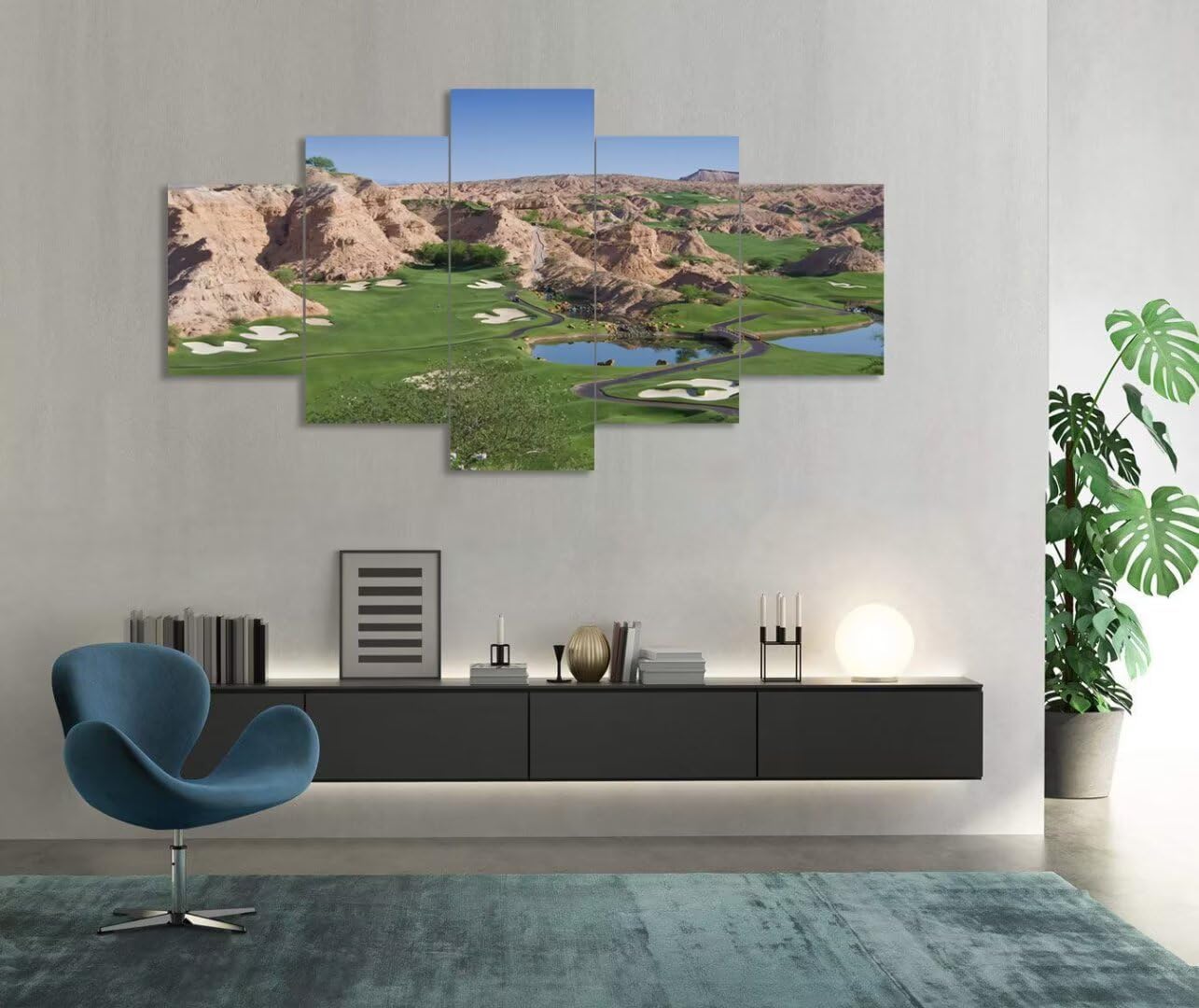 Wolf Creek Golf Course Canvas Wall Art for Living Room Bedroom Bathroom Home Decorations Golf Course Pictures Posters Wall Decor Framed Artwork Ready to Hang(50''W x 24''H)