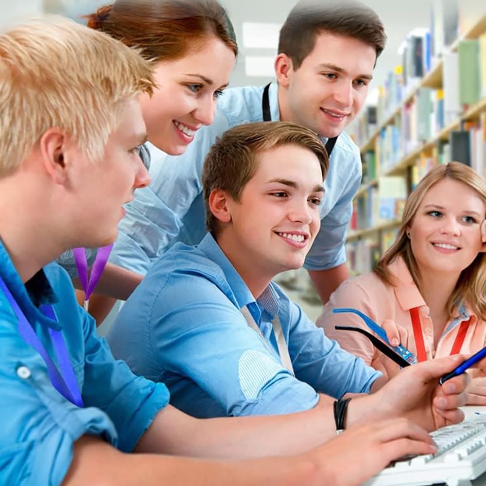 Lanyards 10 Pcs Bulk Lanyard for Id Badges Flat Blue Lanyard with Badge Clip Swivel Hook (10, Blue)