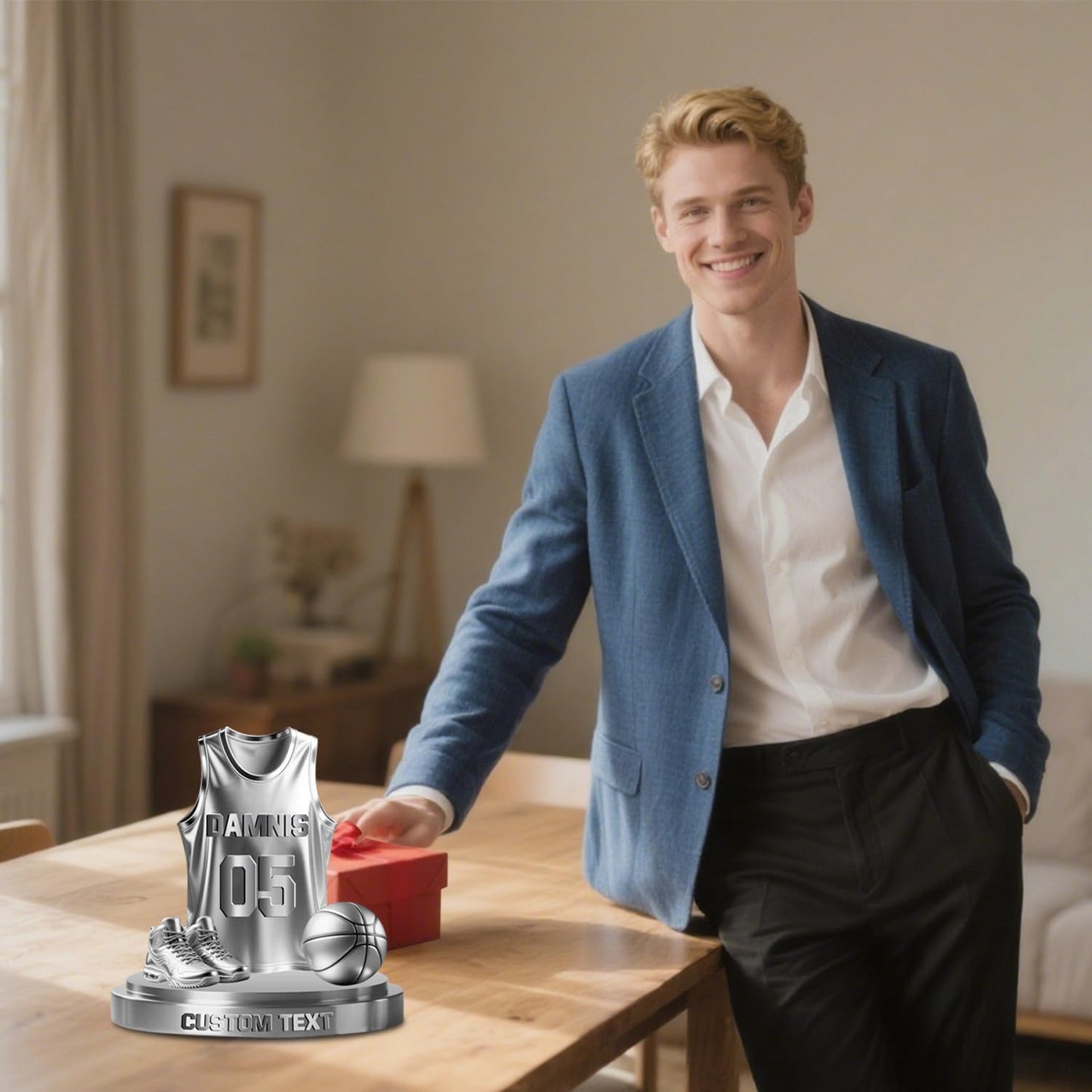 Personalized Soccer Football Baseball Basketball Softball Golf Hockey Jersey Ornament Sport Desk Name Plate Custom Name Athletes Figurine Sign Sport Lovers Acrylic Plaque Gift for Men Women