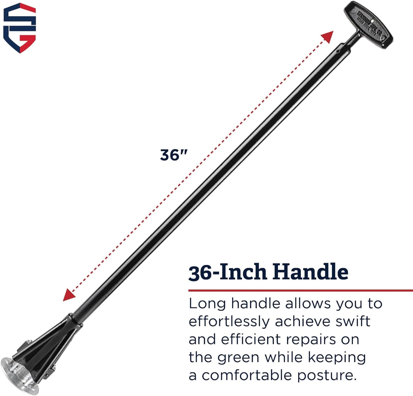 Standard Golf Company Greenskeeper Ball Mark Repair Tool – Effortlessly Restore Divots on The Green with 36 Inch Handle | Streamlined Repairs, Back-Saving Design | Ideal for Golf Courses and Players