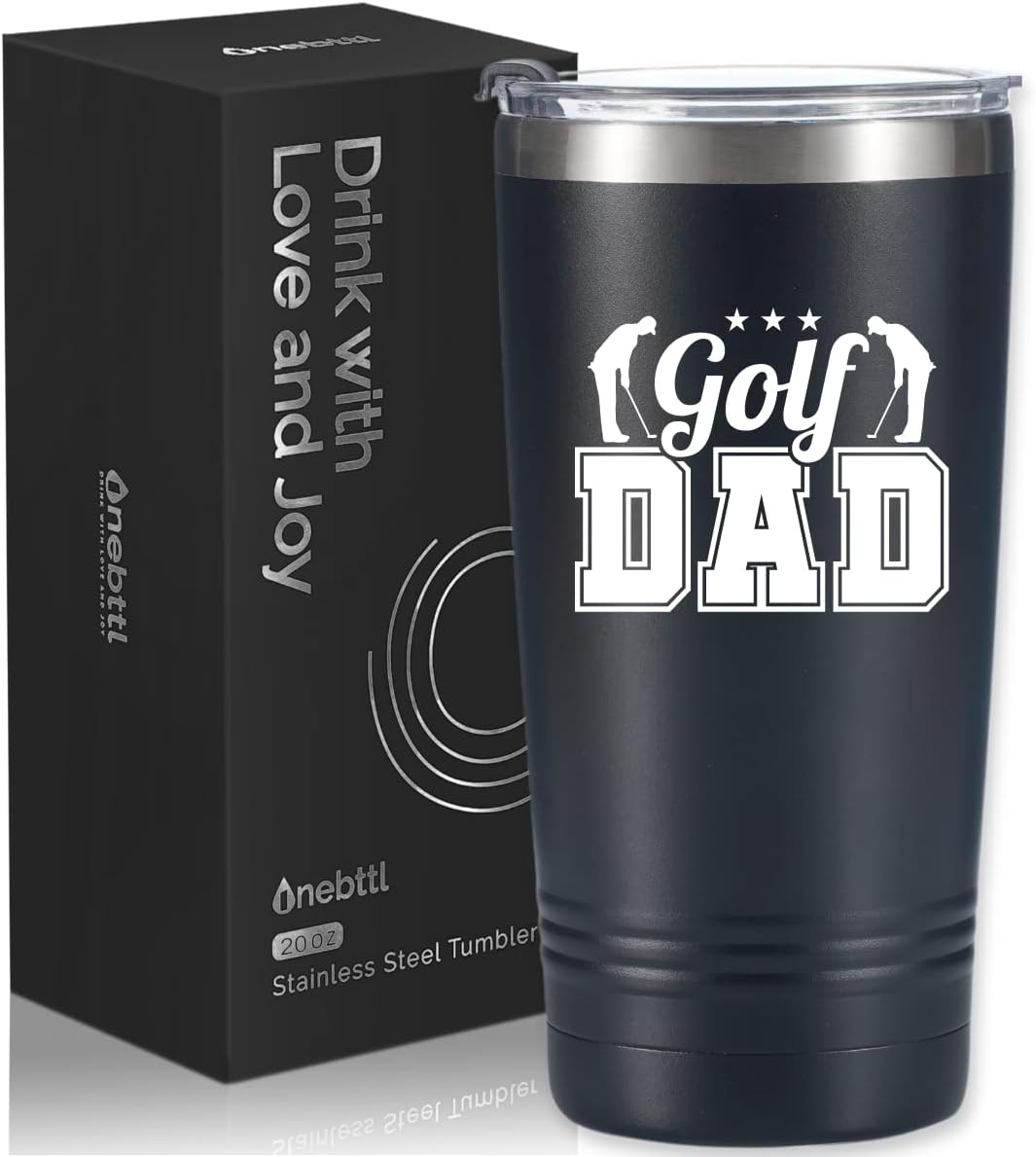 Onebttl Golf Gifts for Men, Funny Golf Gifts for Men 20oz Tumbler, Golf Dad Gifts, Fathers Day Golf Gifts, Birthday Gifts, Gifts for Golf Lovers - Black - Golf Dad