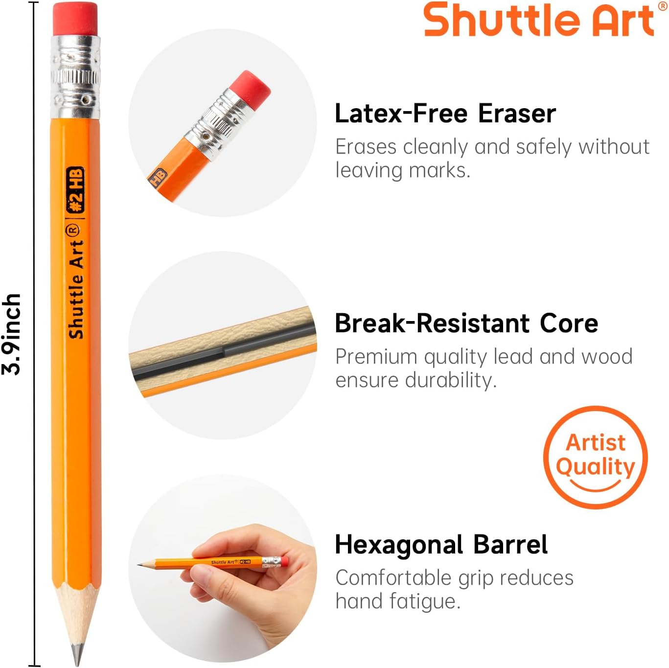 Shuttle Art 108 Pack Golf Pencils With Erasers, #2 HB Pencils Bulk, 3.5” Mini Pencil, Pre-Sharpened Small Pencil for Kids Teachers Classroom Games, Back to School Supplies