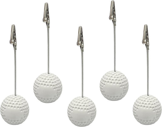 Xiaoyztan Golfball Clip for Table, Place Card Stand Holder, 5 Inch Height Memo Clip, Number Card Holder, Name Card Table Stand Decorations for Home Office Desk Sports Party Wedding Ceremony, 5 Pcs