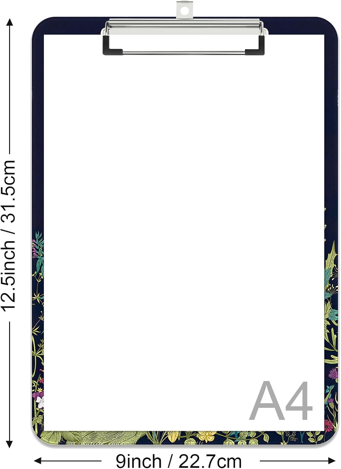 Rimilak Plastic Clipboards with Metal Clip, A4 Letter Size 9 x 12.5 in, Office Decorative for Students Women Men and Kids, Cute Custom Pattern, Night Flower