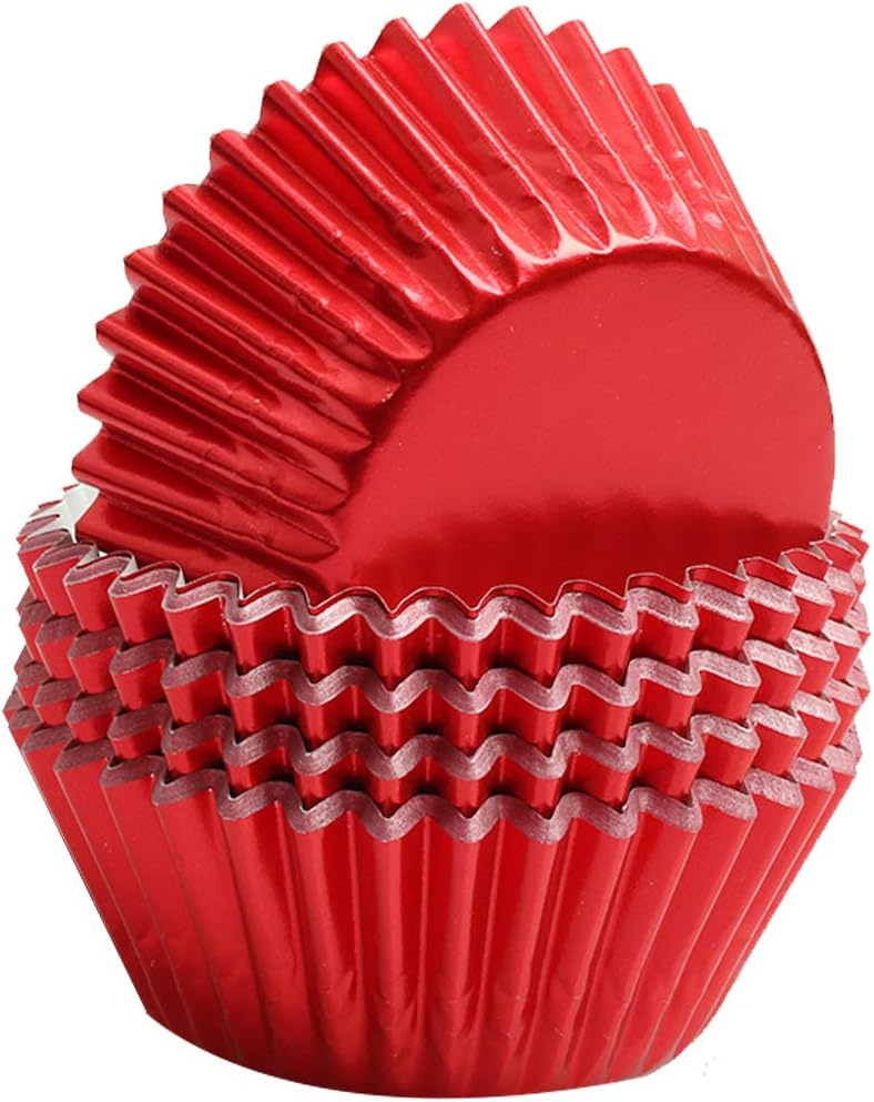 Red-Foil Cupcake Liners Standard Baking Cupscake For Wedding Baby shower Birthday Party(Pack of 100) …