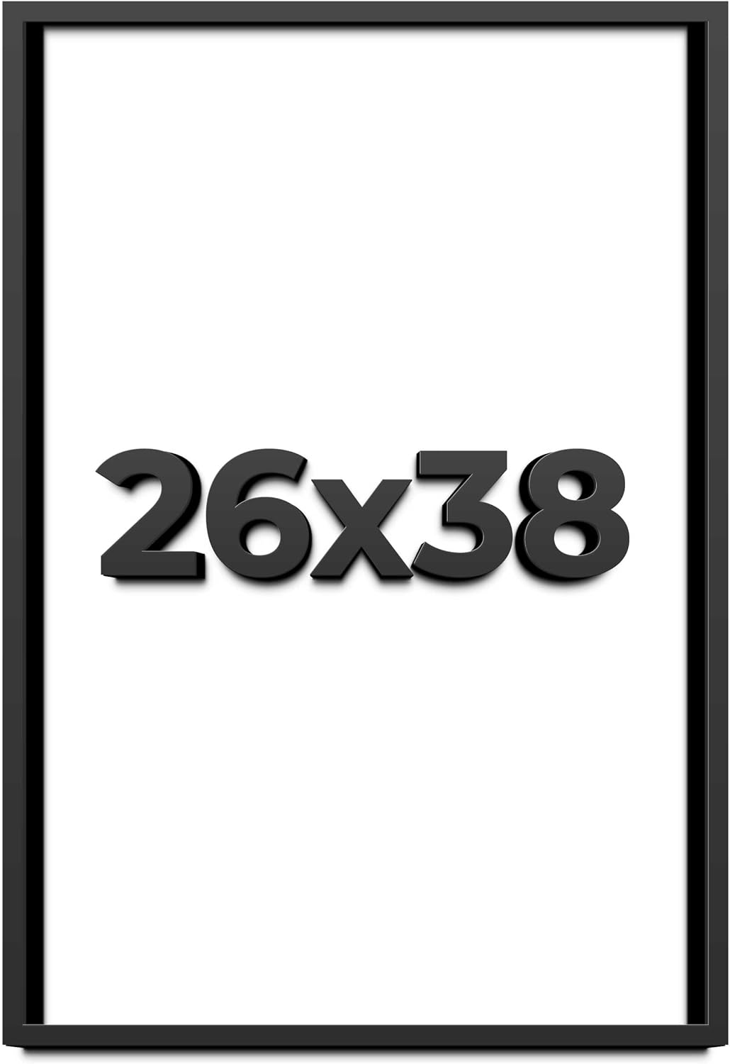 26x38 Shadow Box Black Solid Wood Display Frame with White Acid-Free Backing UV Acrylic & Hanging Hardware - with 3/4" Usable Depth