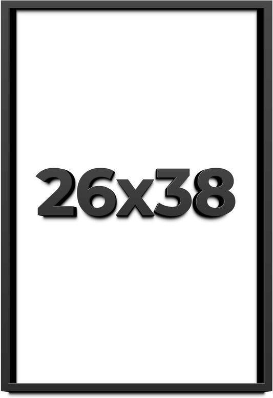 26x38 Shadow Box Black Solid Wood Display Frame with White Acid-Free Backing UV Acrylic & Hanging Hardware - with 3/4" Usable Depth