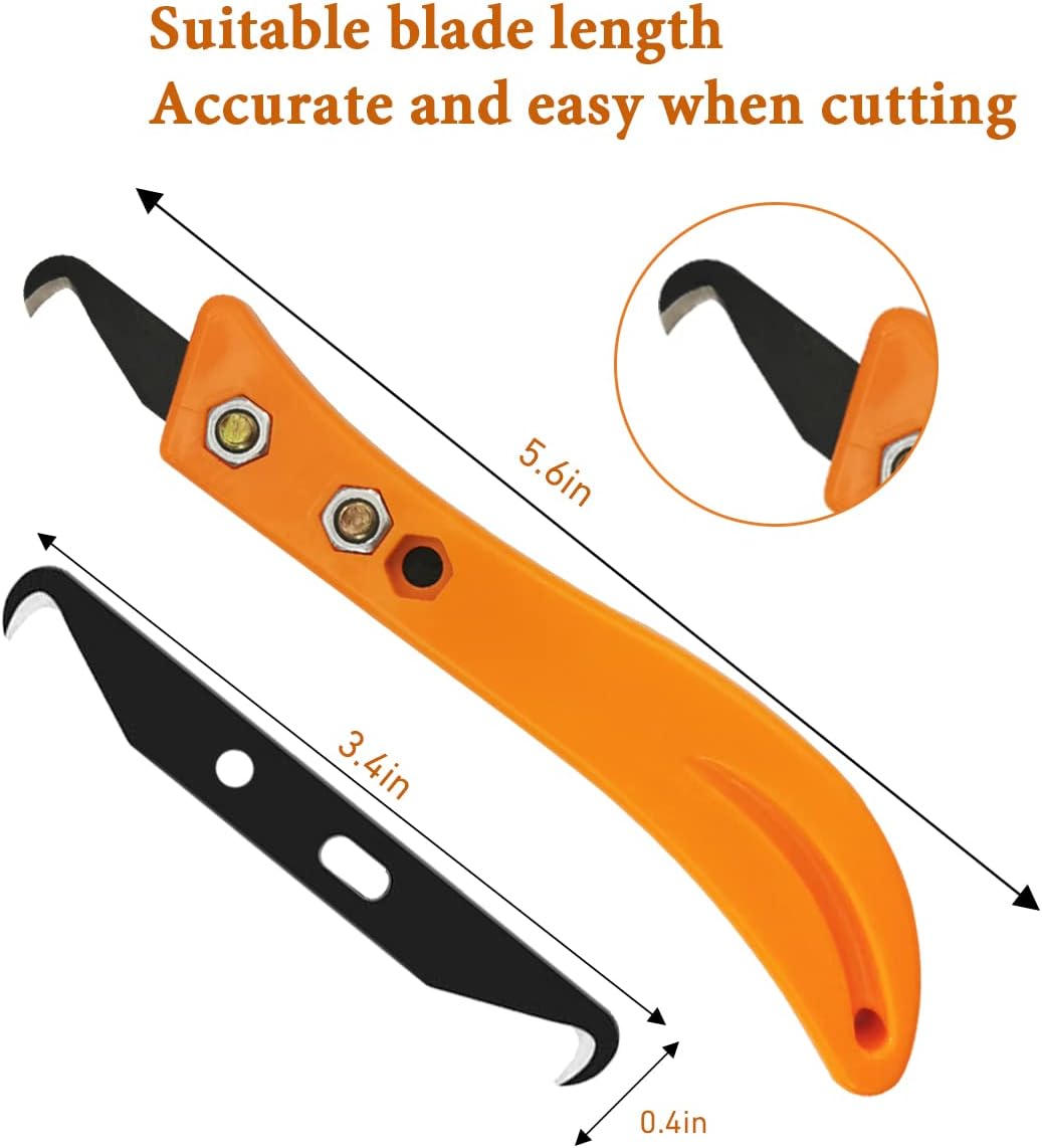 Headley Tools Hook Blade Utility Knife, Golf Grip Removal Tool Hook Knife with Blades for Regripping Golf Clubs, Golf Club Grip Hook Blade Knife Orange (7pcs Hook Blades, 1pcs Hook Knife Handle)