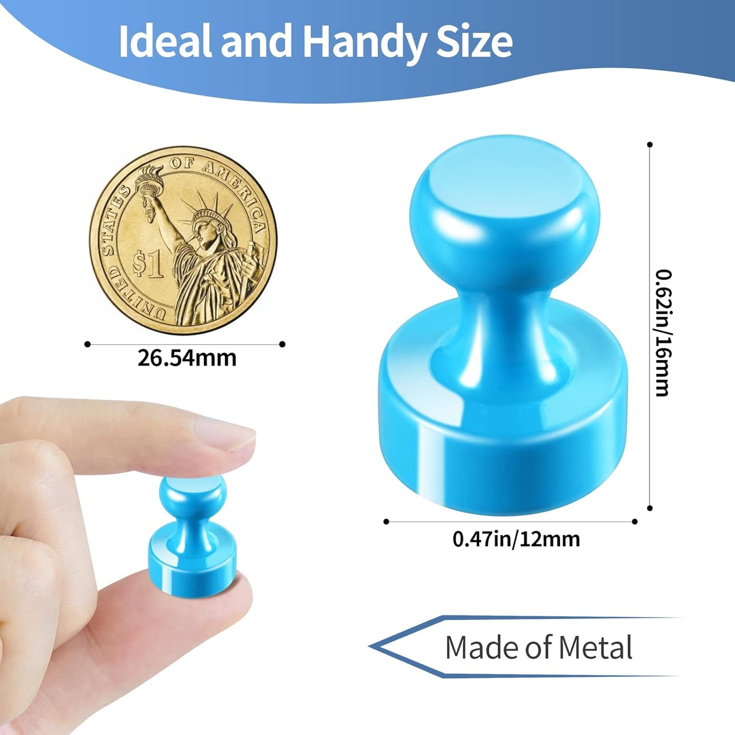 24Pack Colorful Push Pin Magnets 6 Assorted Color Office Magnet for Whiteboard Small Magnetic Push Pins Strong Magnets Fridge Perfect for Refrigerator White Board Map School Classroom Teacher