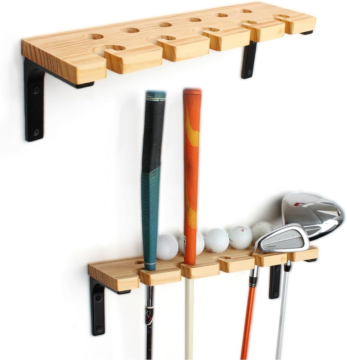 BiJun Golf Club Organize, Golf Club Holder Golf Club Wall Mount Display Golf Putter Holder Club Storage Organizer Golf Club Ball Holder Storage Rack for Garage