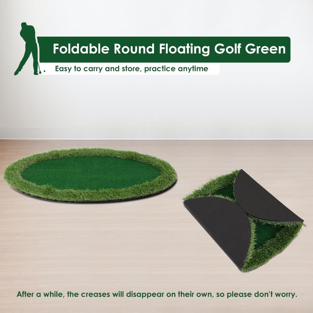Kokorona Floating Golf Green for Pool, Floating Chipping Green Golf Chipping Practice Foldable Round Putting Mat Pool Golfmat for Outdoor, Golfgift for Golfer