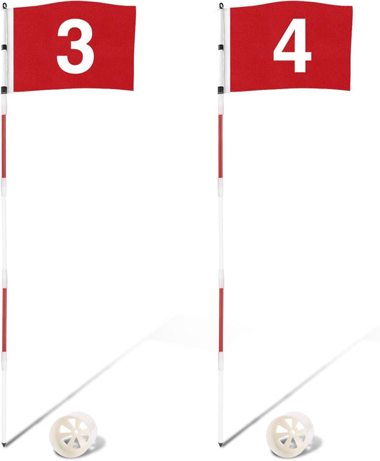 Golf Flagstick 6ft, 5-Section Design, ABS Hole Cup, 420D Nylon Flag for Backyard Practice Putting Green | Driving Range | Country Club, Gift for Golf Lovers