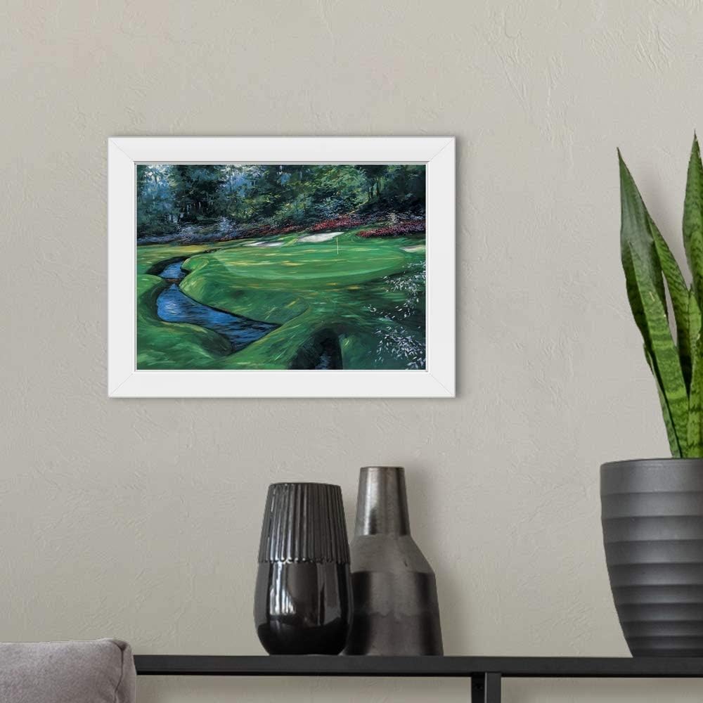 CANVAS ON DEMAND 13th at Augusta White Framed Art Print, Golf Artwork