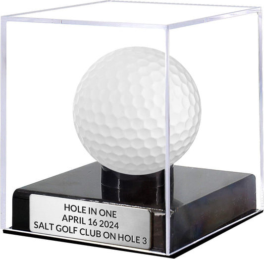 Custom Golf Ball Display Case Acrylic Golf Ball Holder Case Laser Engraved Plaque Showcase Your Cherished Golf Ball Memorabilia (Silver)
