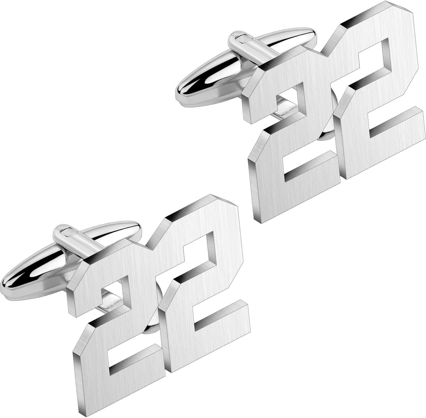 AMITER Mens Cufflinks with Number, Classic Silver Personalized Cuff Links for Men, Sport’s Day Casual or Formal Shirts