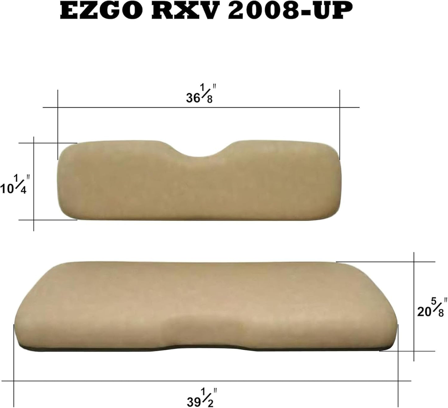 Huskey Parts Company Golf Cart Seat Cushion Set for Front Seat Lean Back & Bottom, Black Color for EZGO RXV 2008 and Up, Golf Cart Front Seat Replacement with Mounting Hardware & Hinges