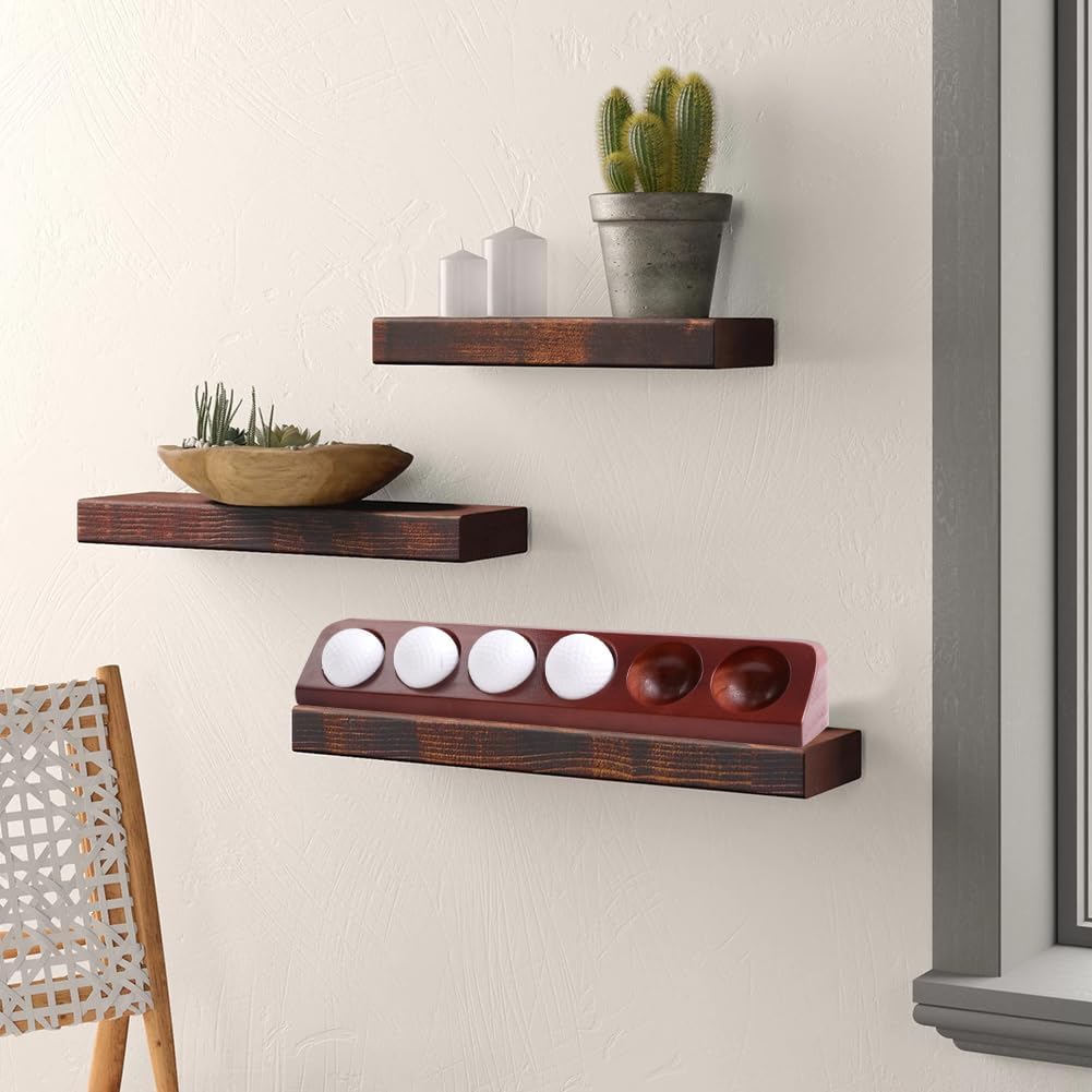 2-Pack Wooden Golf Ball Display Case - Wall Mount or Tabletop Stand - Holds 12 Standard Size Golf Balls - Collector Sport Memorabilia Display - Perfect Golf Gift for Men (Golf Accessories)