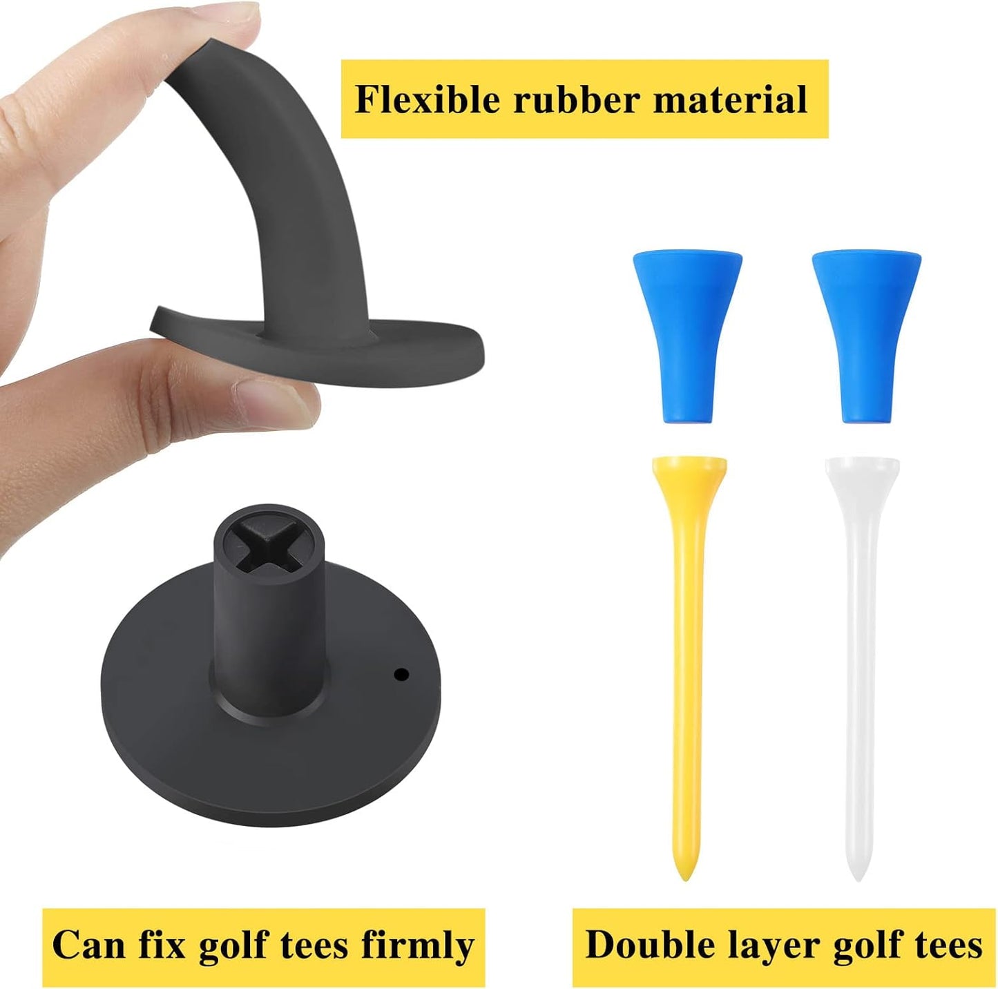 12 Pieces Golf Range Tees Set Rubber Golf Tees for Mats Driving Range 6 Pieces for Practice Mat Mixed Size