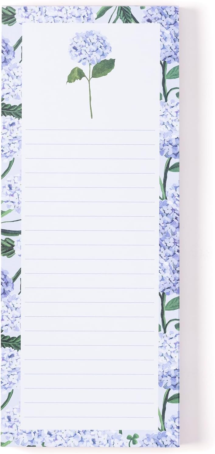 WORLD TRAVELER Eccolo Thimblepress To Do List Notepad, Hydrangea To Do Magnetic Shopping List Pad for Fridge and Home, Lined Message Pad for Kitchen, 100 Pull-Off Sheets (4x10 Inches)