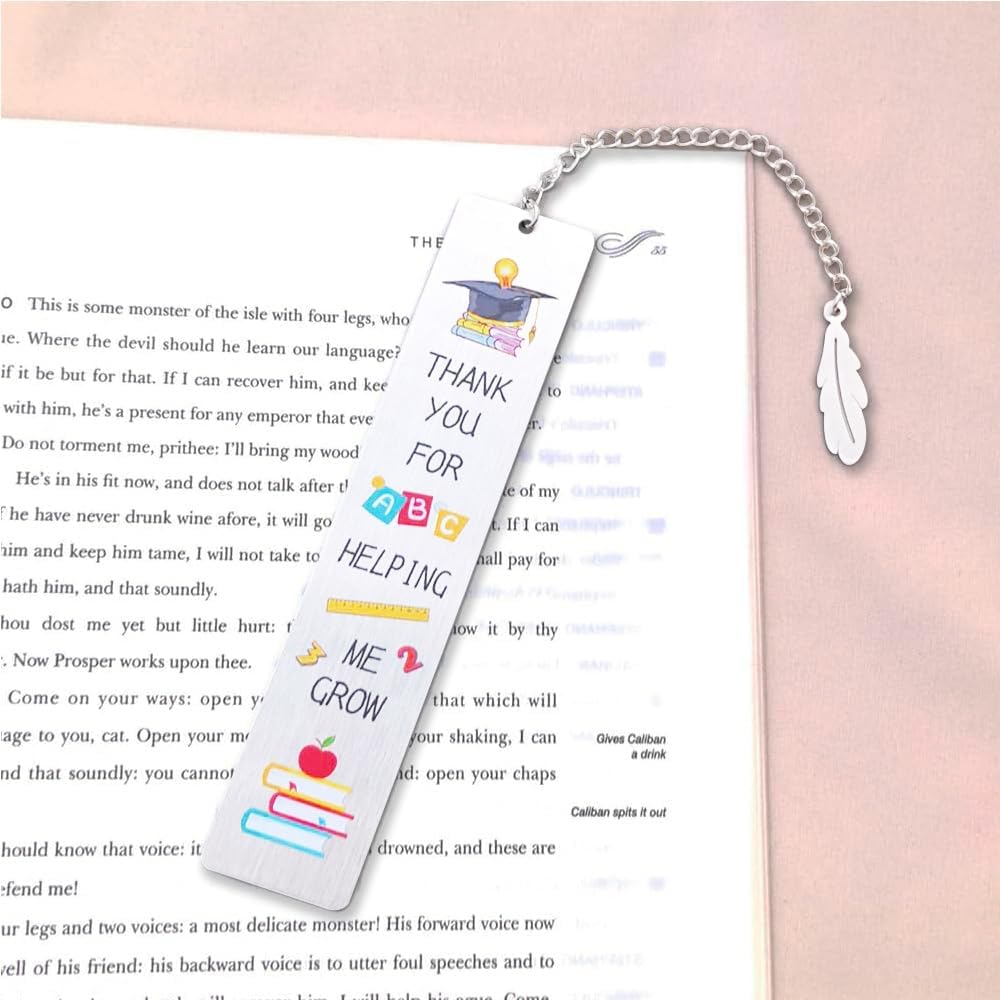 Funny Stainless Steel Bookmark with Chain,Book Marks for Teachers Book Lovers Friends Students Graduation Teacher Appreciation Bookmarks Thank You Gifts
