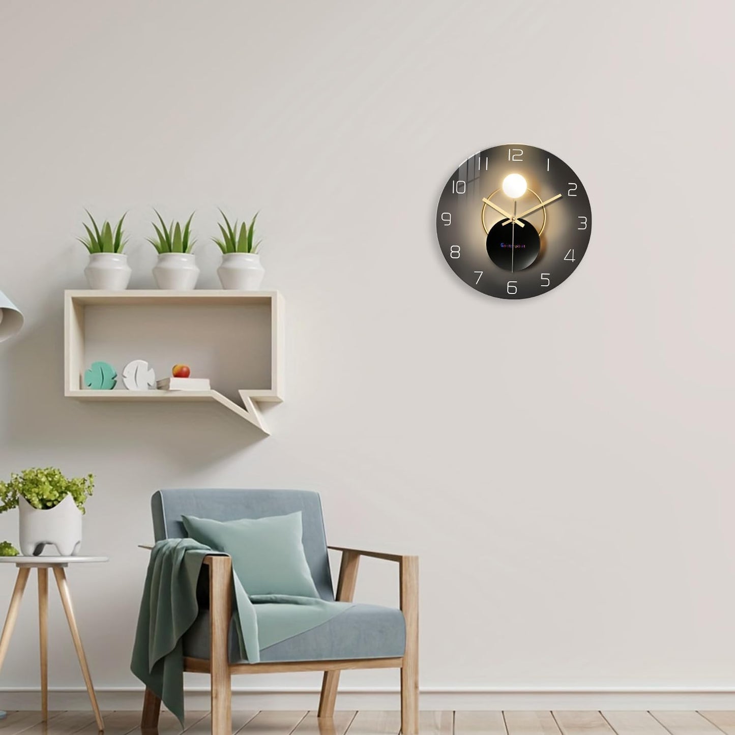 14 Inch Black and Gold Wall Clock for Living Room Decor Silent Wall Clock Non Ticking Glass Wall Clocks Battery Operated